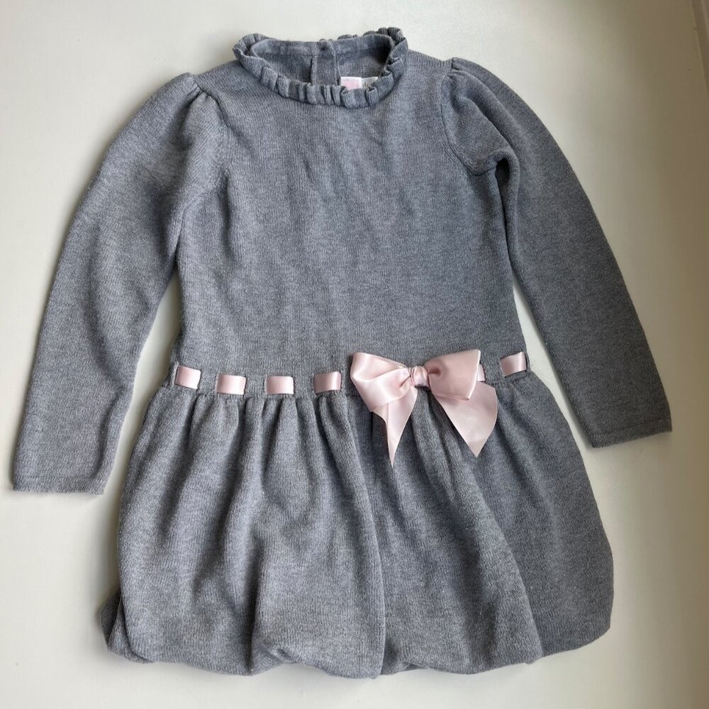 Janie and Jack Bubble Sweater Dress with Ribbon Size 5